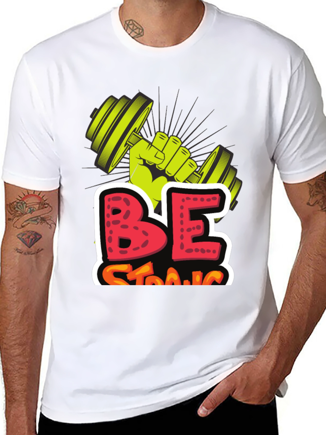 Be Strong Graphic Tee - Weightlifting Design