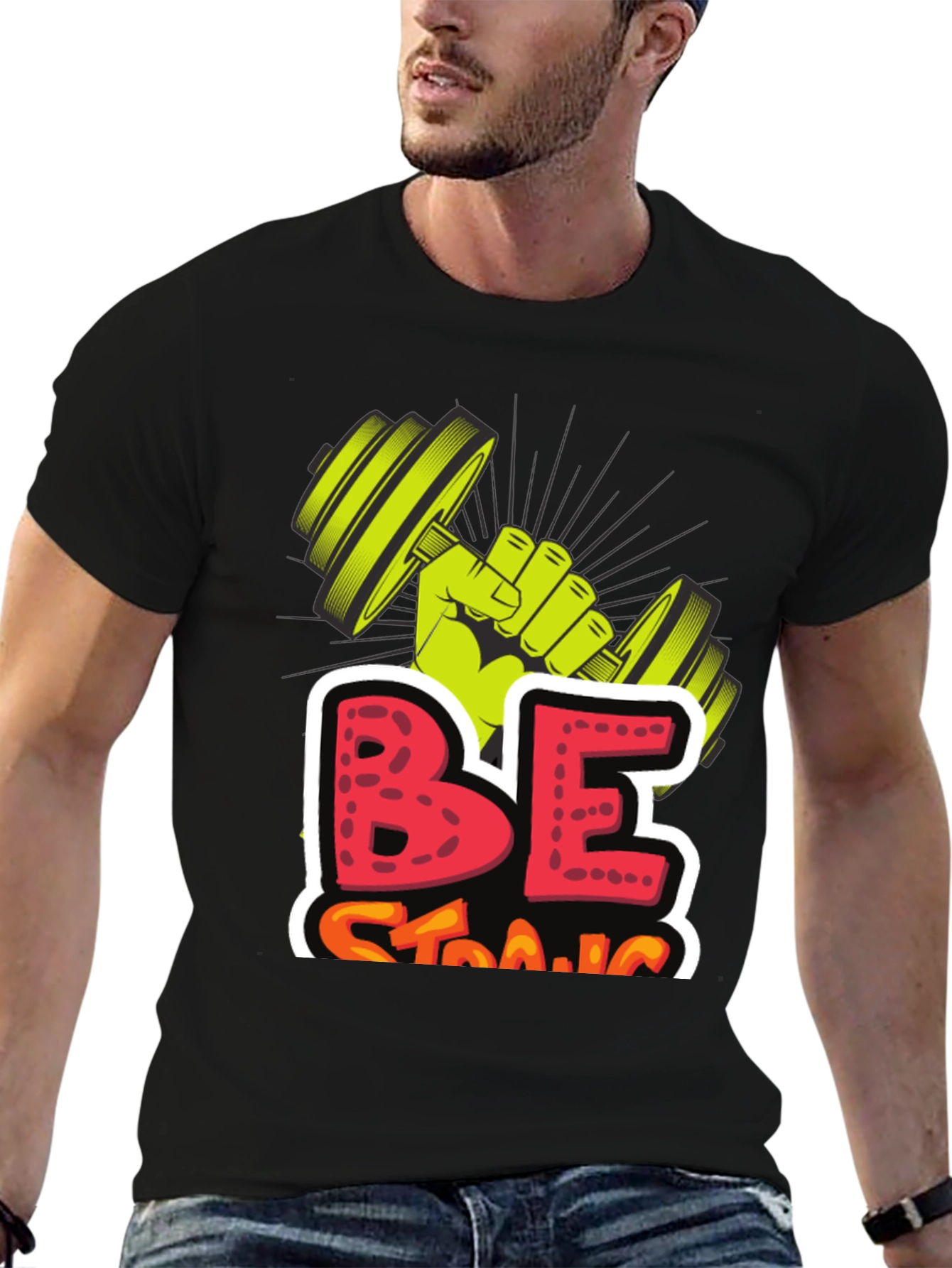 Be Strong Graphic Tee - Weightlifting Design