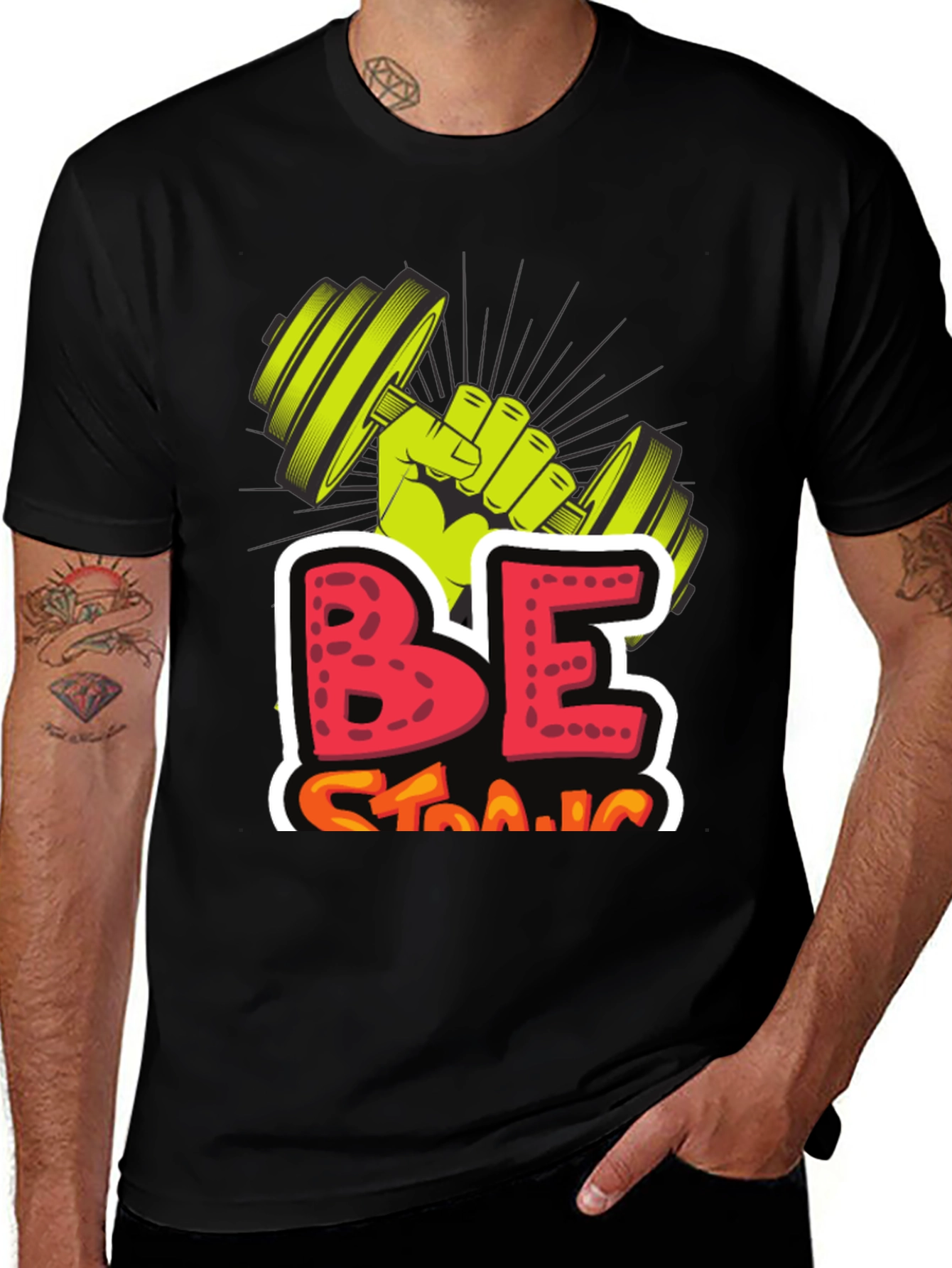 Be Strong Graphic Tee - Weightlifting Design