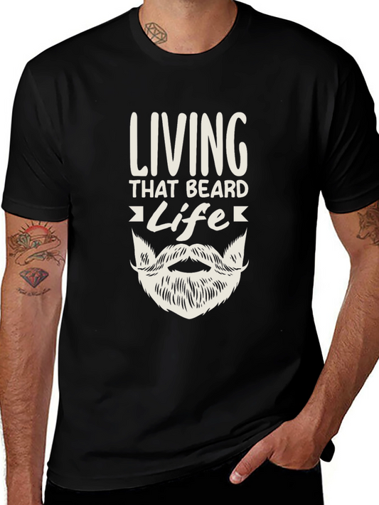 Living That Beard Life Black Graphic Tee