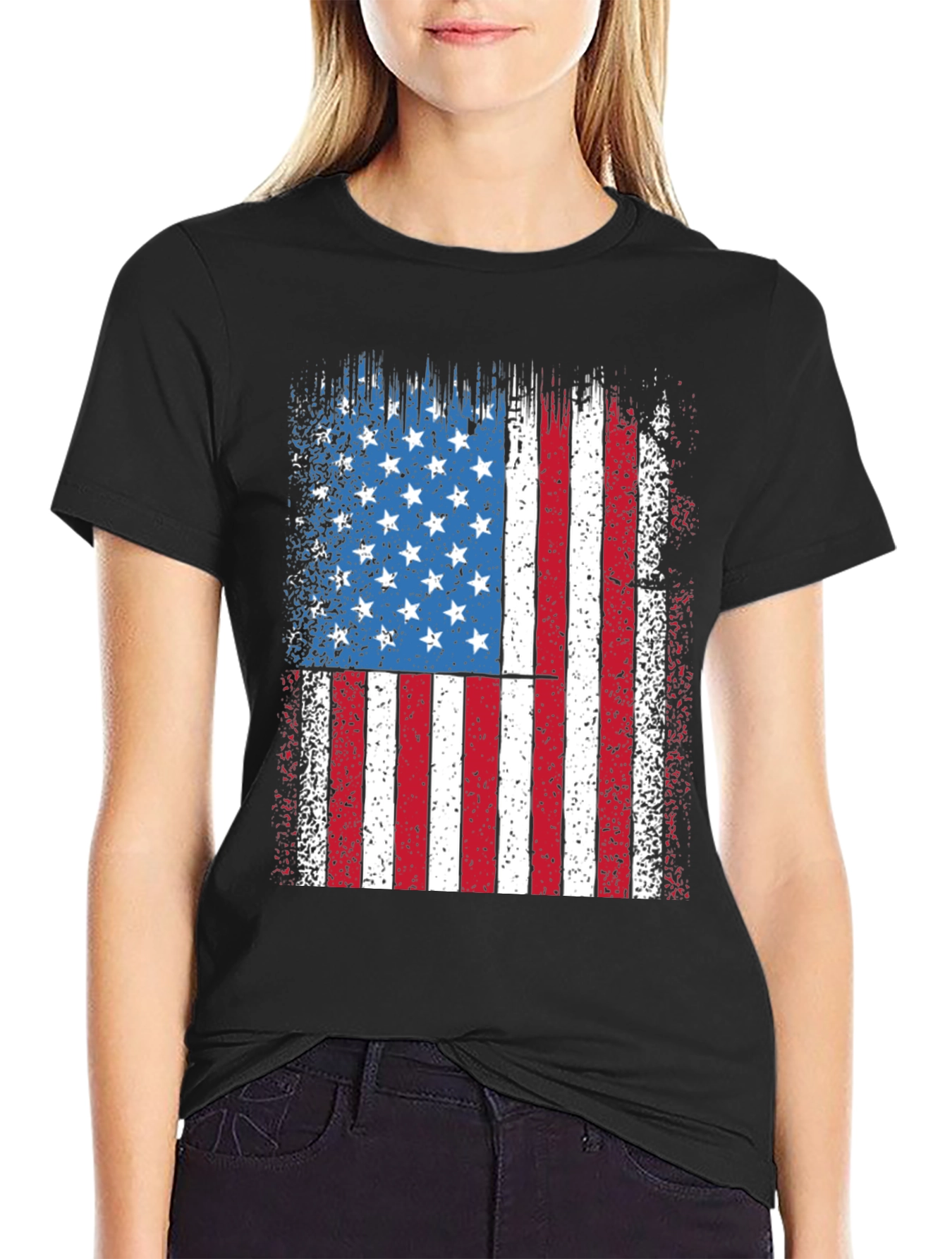 American Flag Distressed Graphic Tee