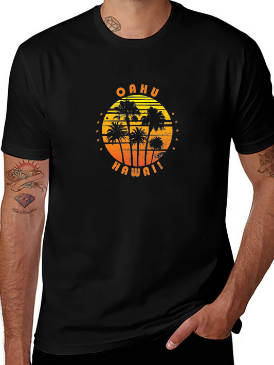 Oahu Hawaii Palm Tree Graphic T-Shirt