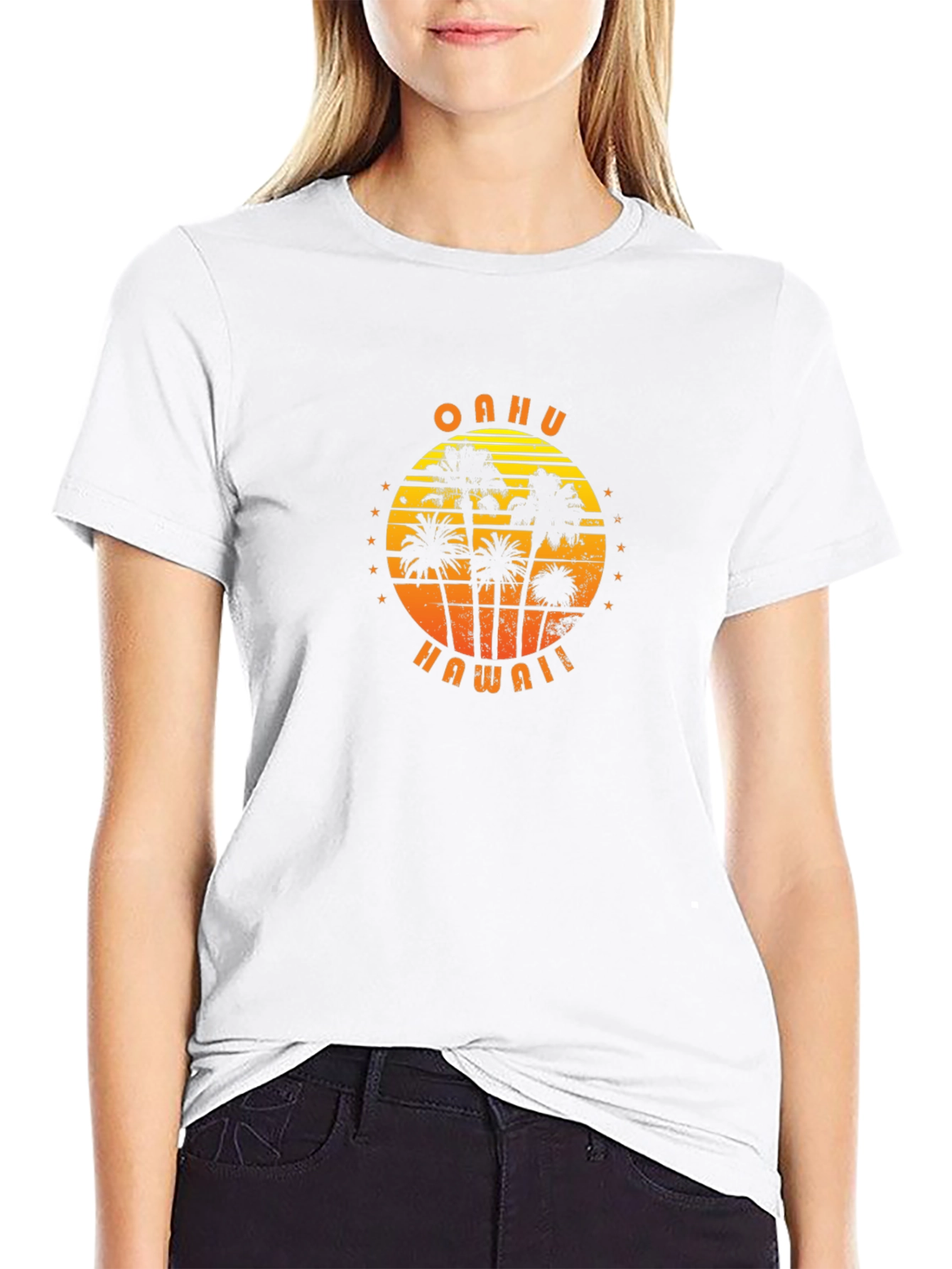 Oahu Hawaii Palm Tree Graphic T-Shirt