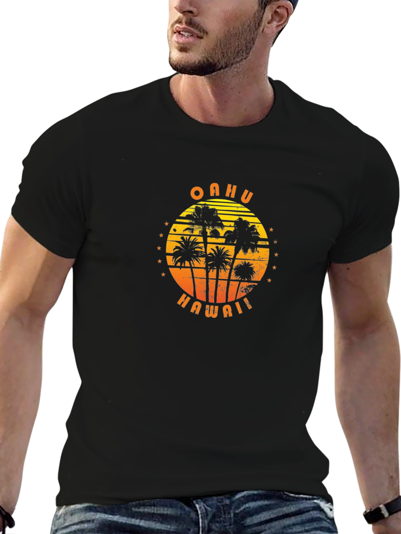 Oahu Hawaii Palm Tree Graphic T-Shirt