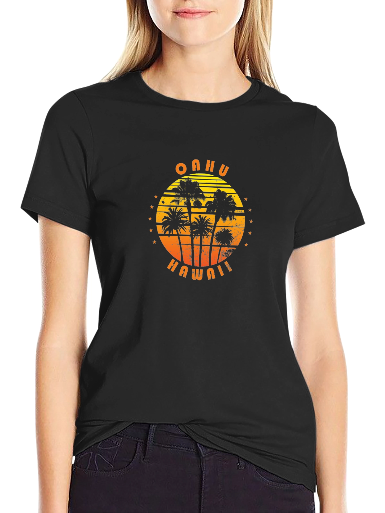 Oahu Hawaii Palm Tree Graphic T-Shirt