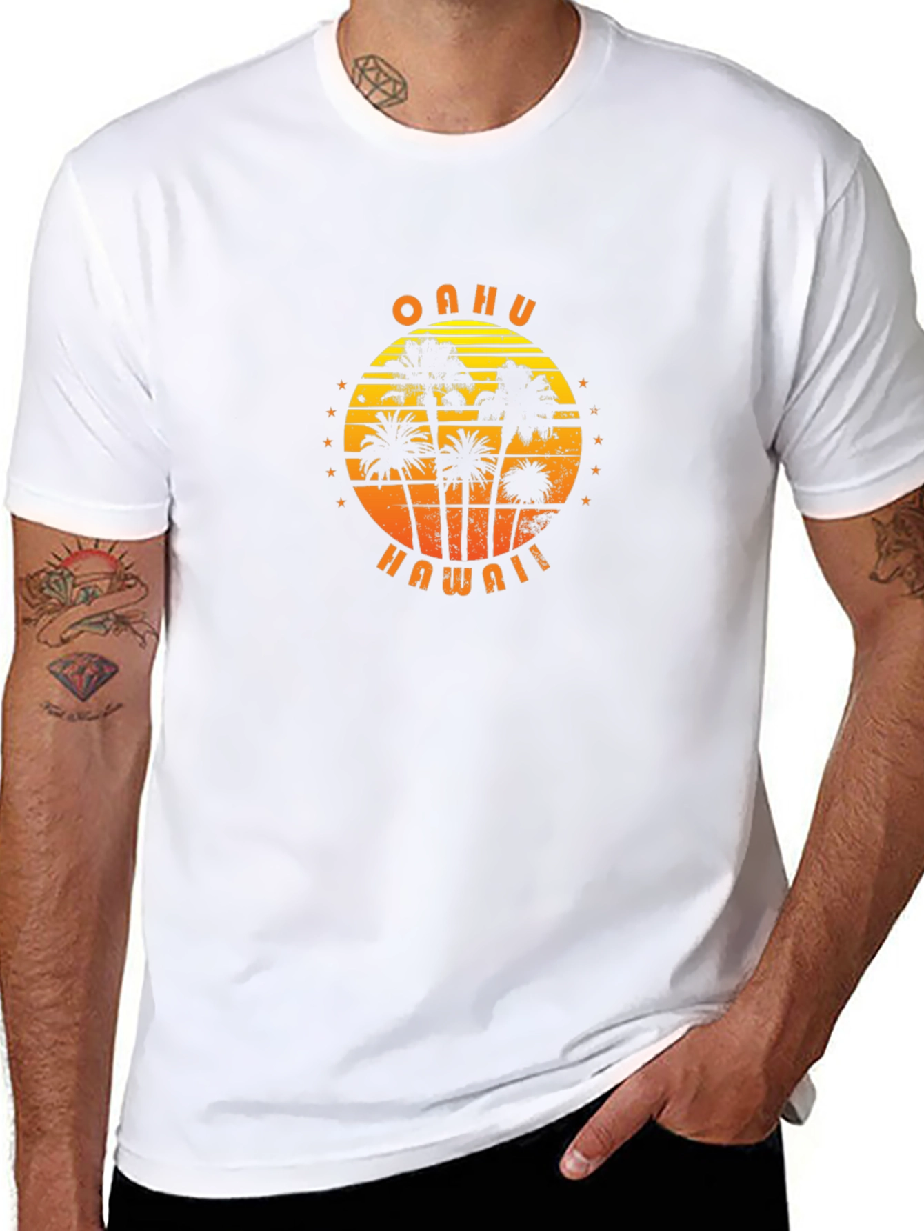 Oahu Hawaii Palm Tree Graphic T-Shirt