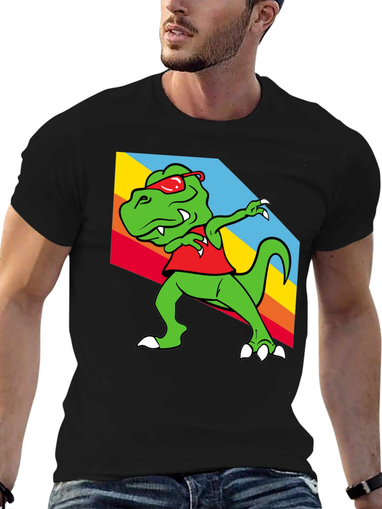 Dabbing Dinosaur Graphic Tee - Trendy T-Rex T-Shirt