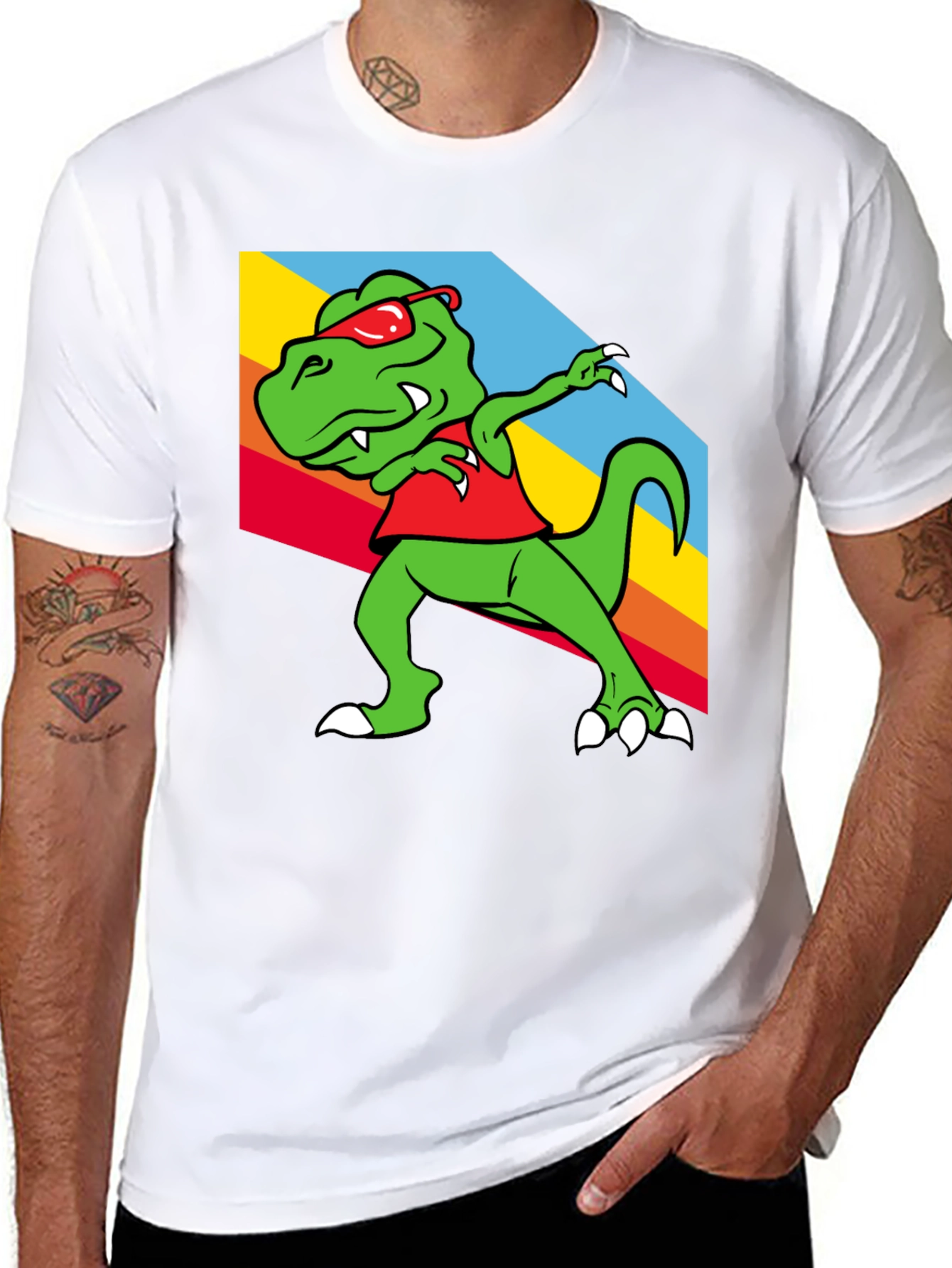 Dabbing Dinosaur Graphic Tee - Trendy T-Rex T-Shirt