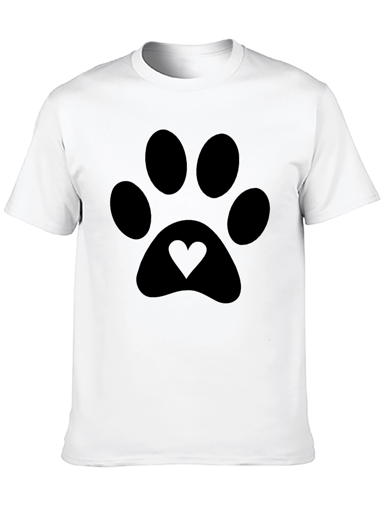 Paw Print Heart Tee - Stylish Black Unisex T-Shirt