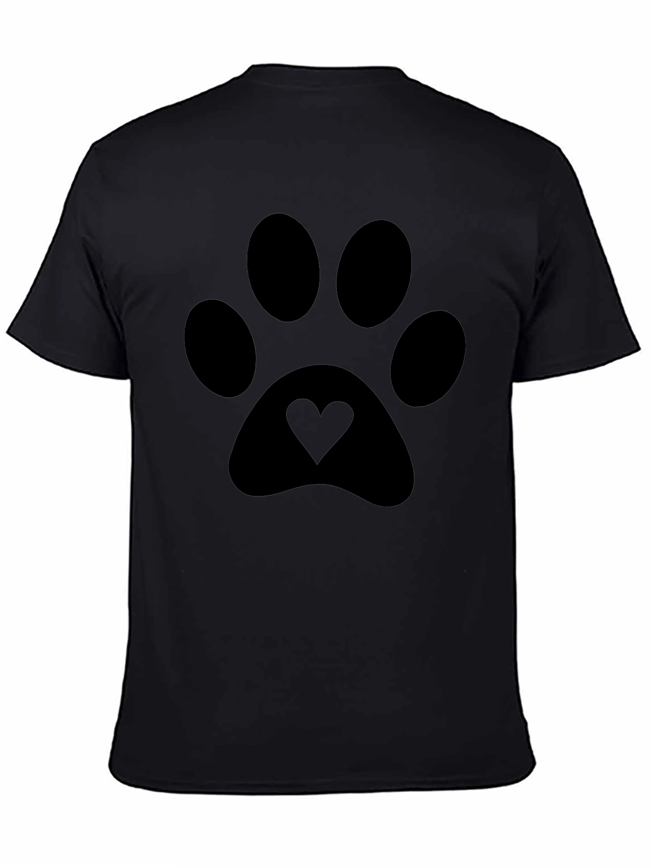 Paw Print Heart Tee - Stylish Black Unisex T-Shirt