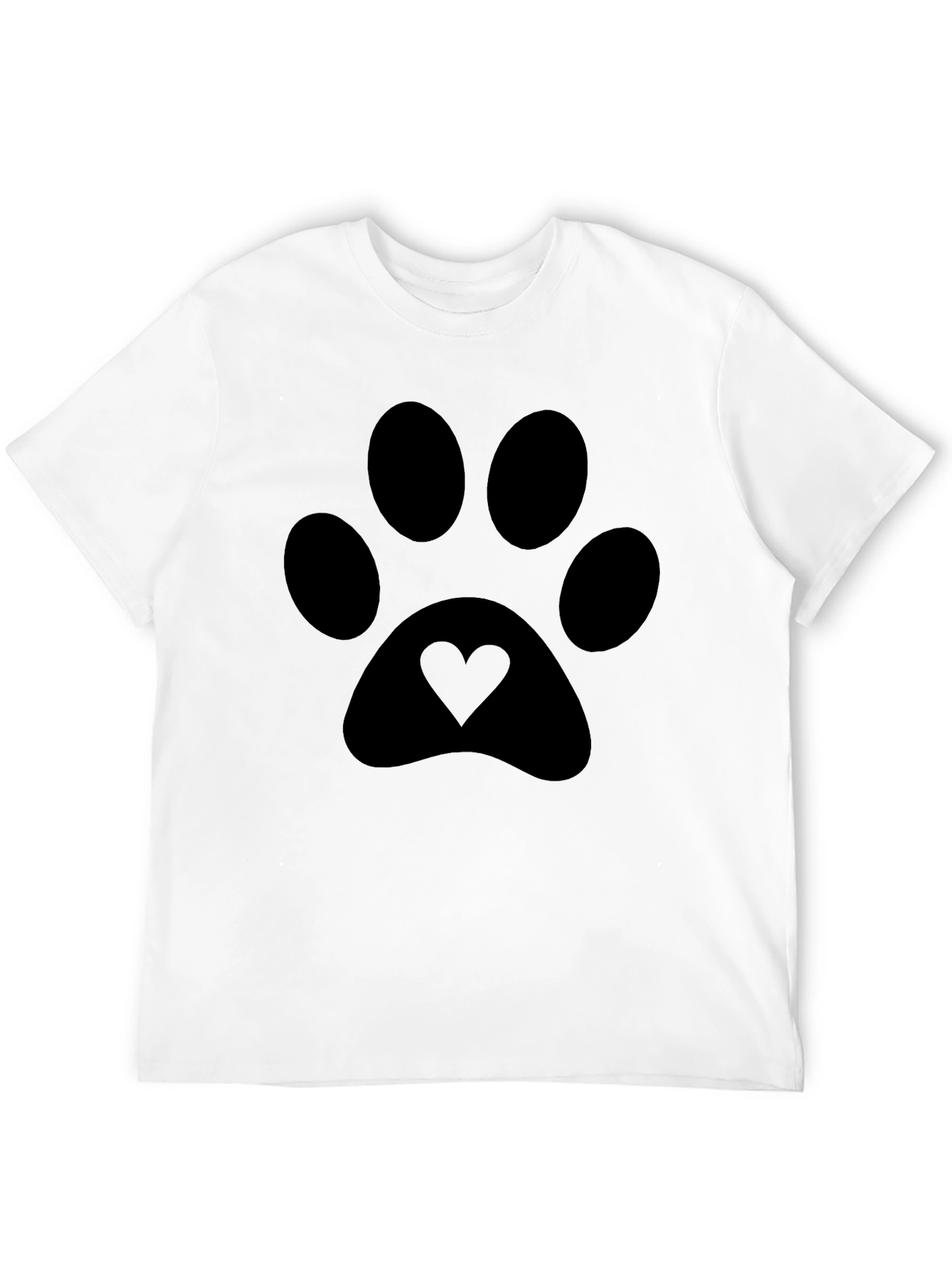 Paw Print Heart Tee - Stylish Black Unisex T-Shirt