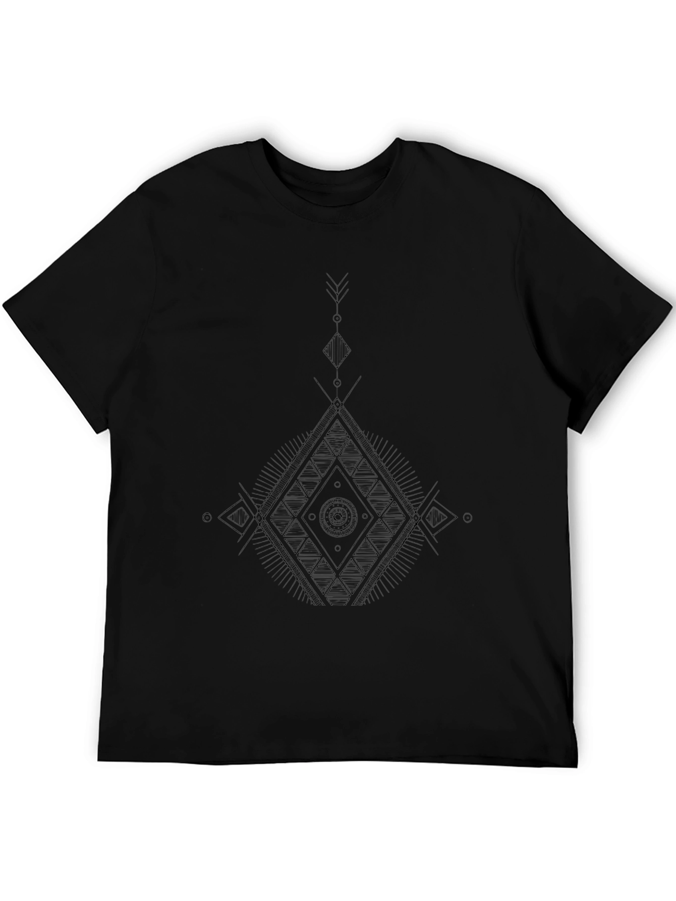 Mens Black Geometric Graphic Print T-Shirt