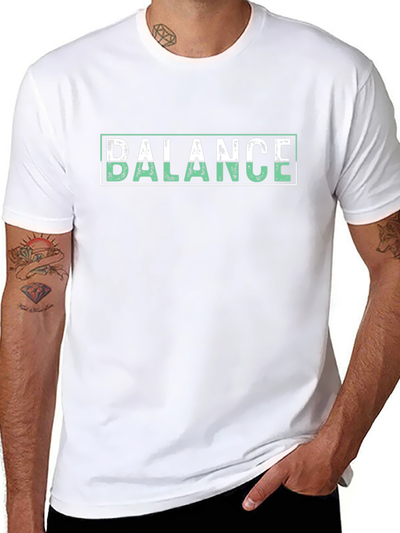 Balance Graphic Print Black T-Shirt