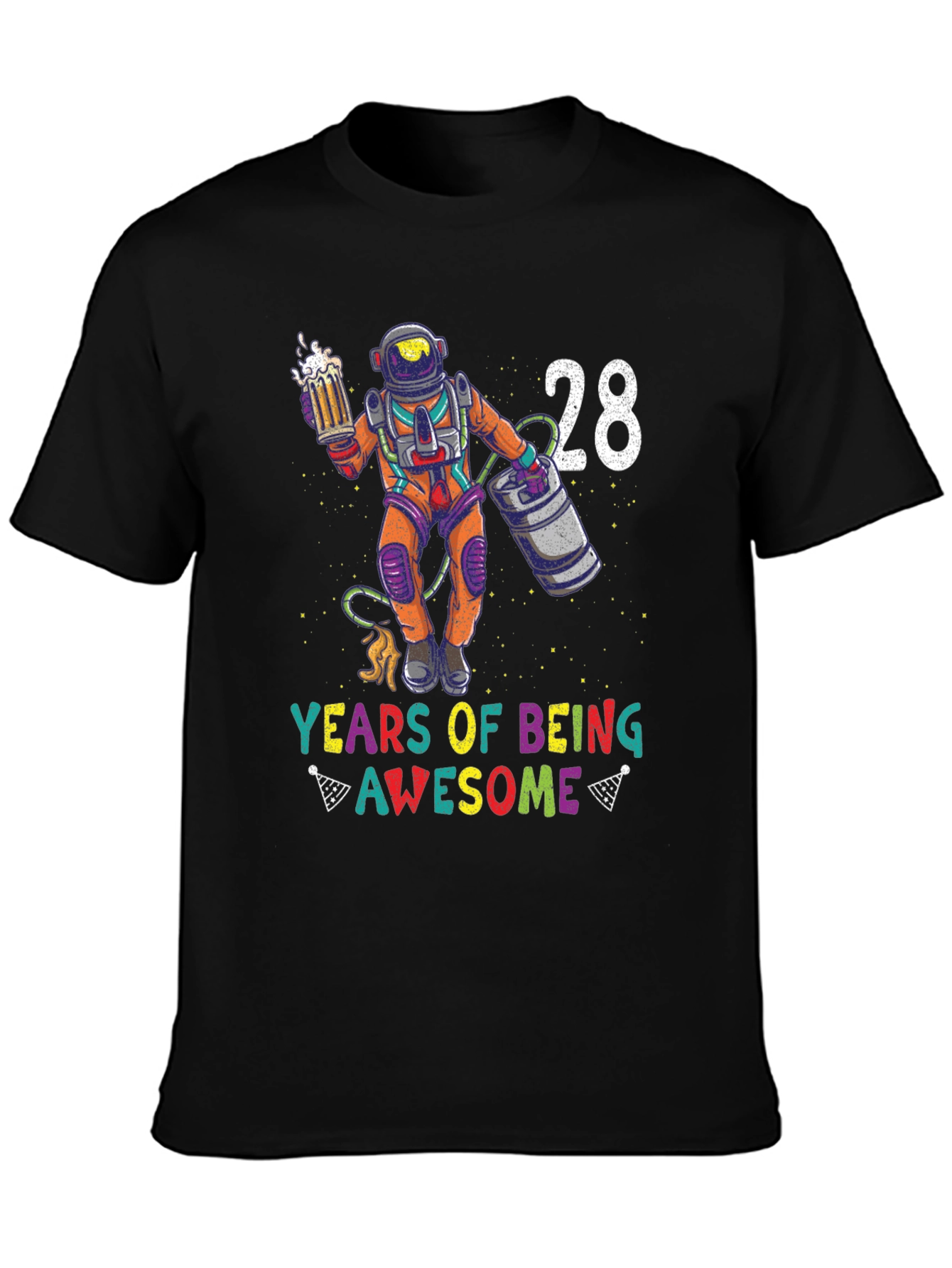 28 Years of Awesome T-Shirt - Beer Astronaut