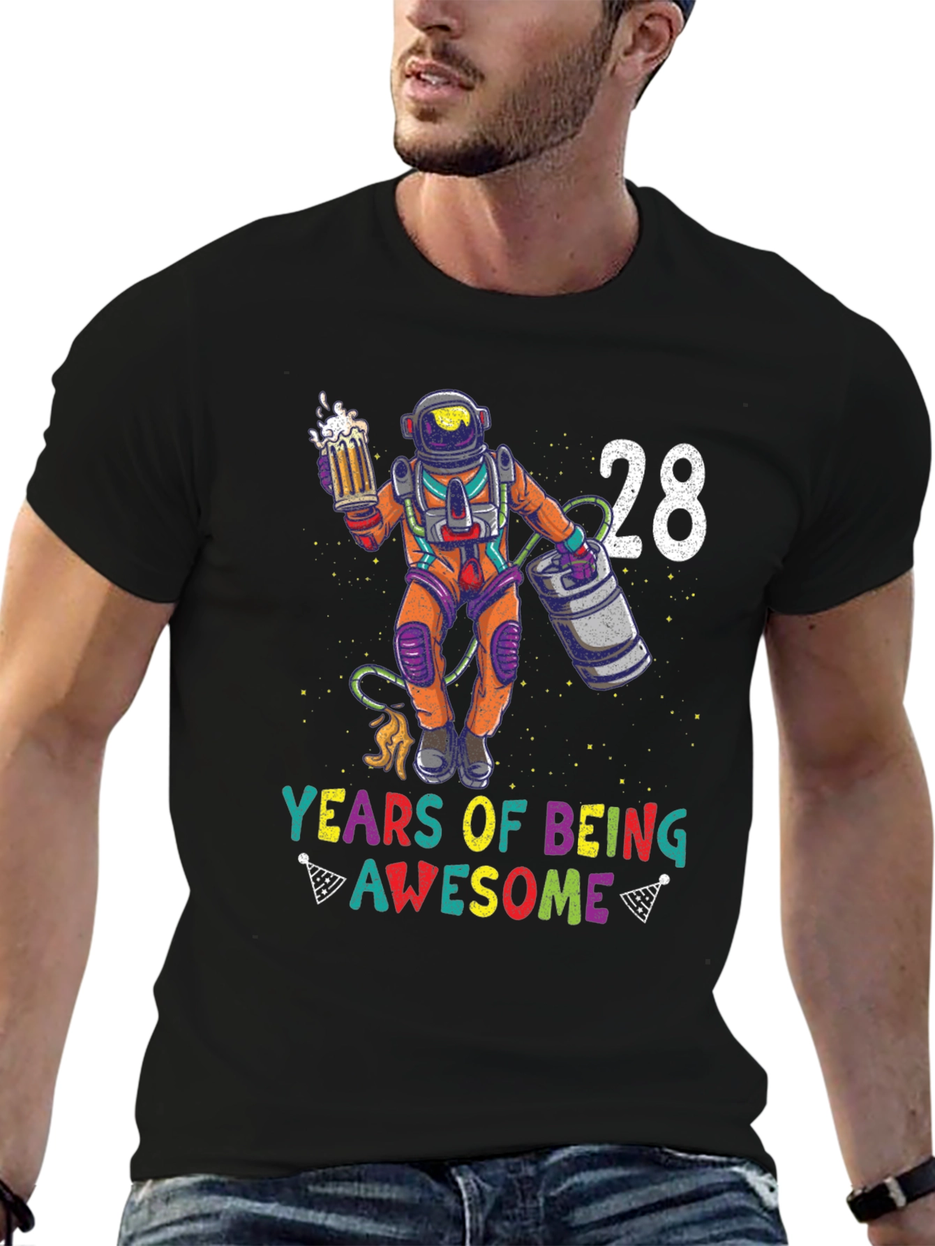 28 Years of Awesome T-Shirt - Beer Astronaut