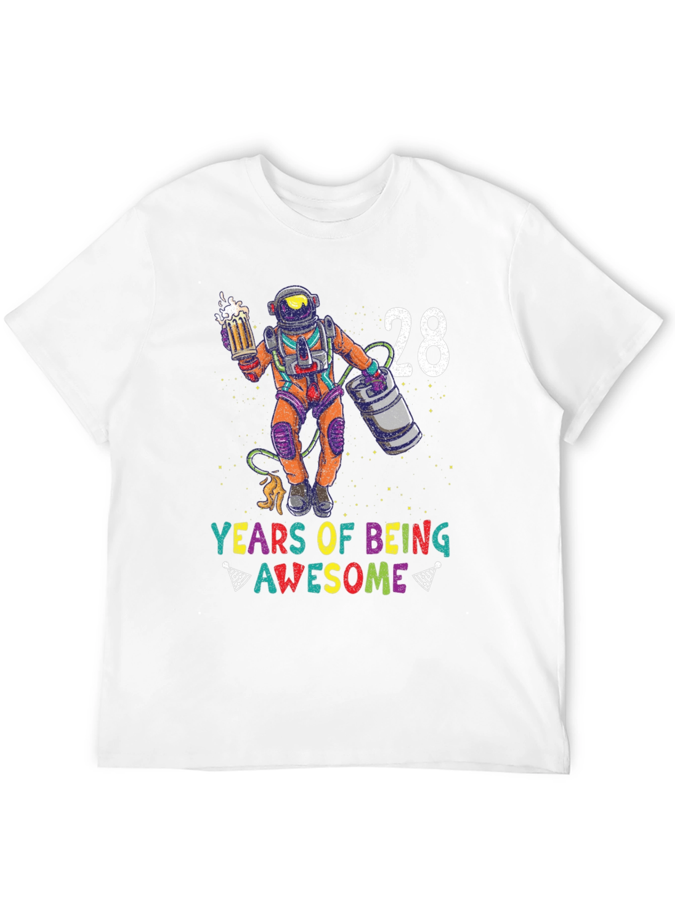 28 Years of Awesome T-Shirt - Beer Astronaut