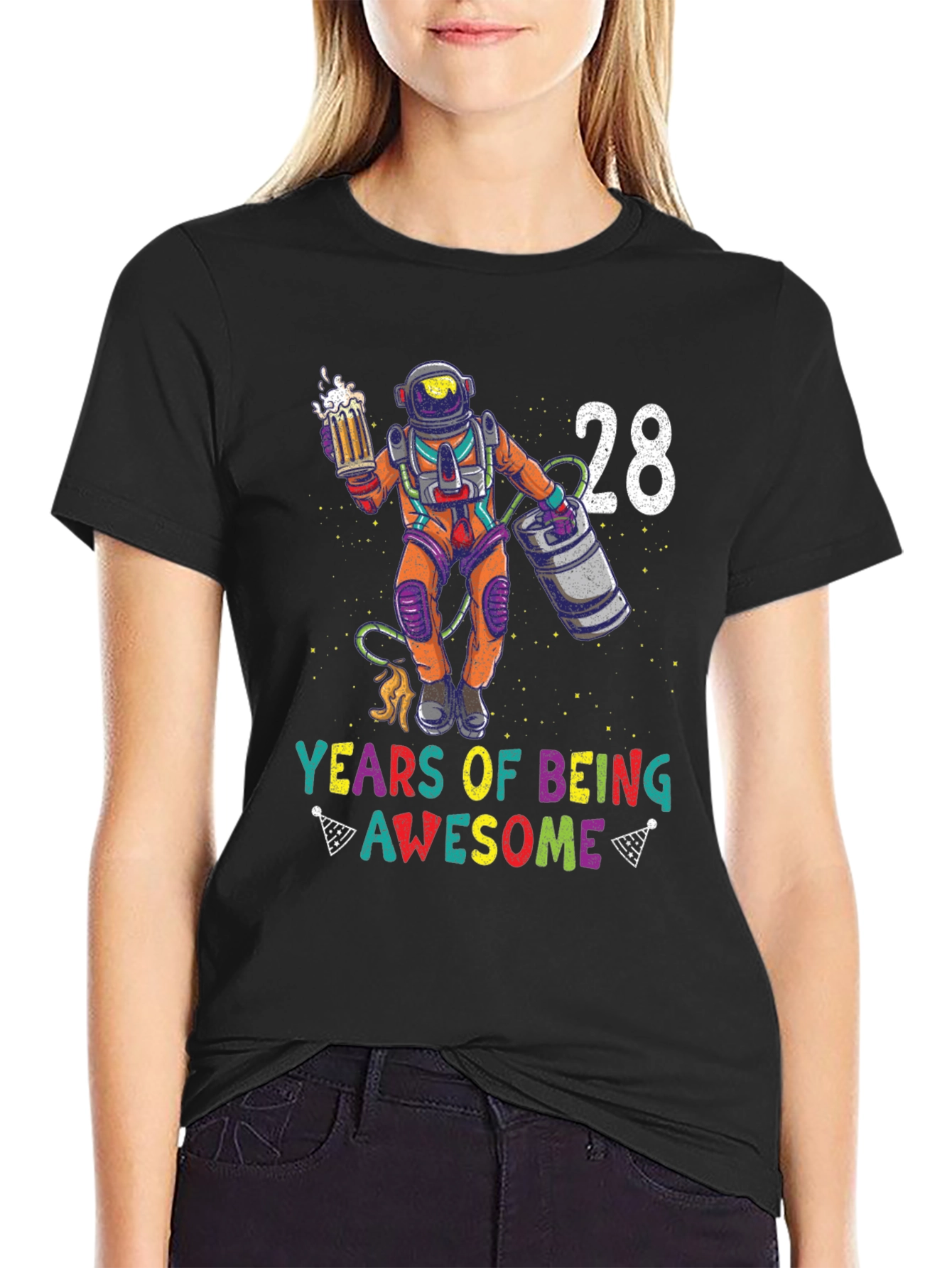 28 Years of Awesome T-Shirt - Beer Astronaut