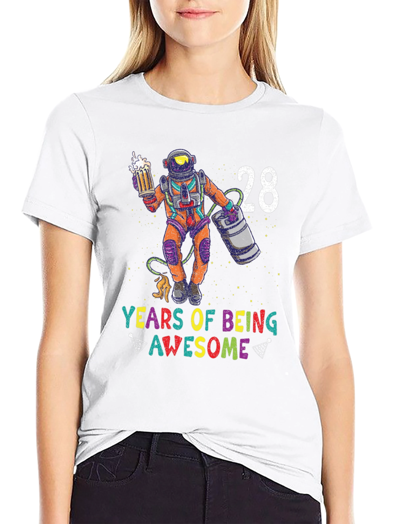 28 Years of Awesome T-Shirt - Beer Astronaut