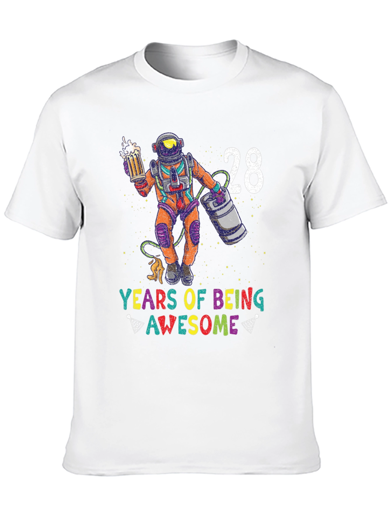 28 Years of Awesome T-Shirt - Beer Astronaut