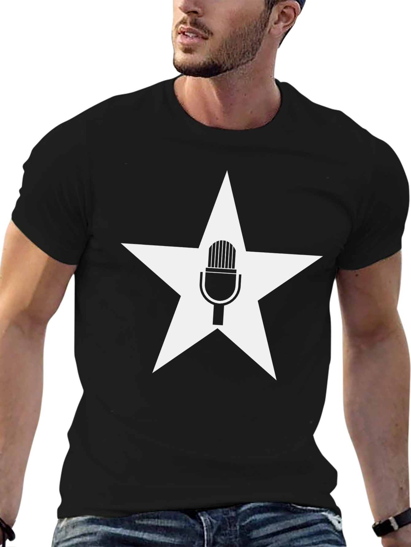 Star Microphone Black T-Shirt
