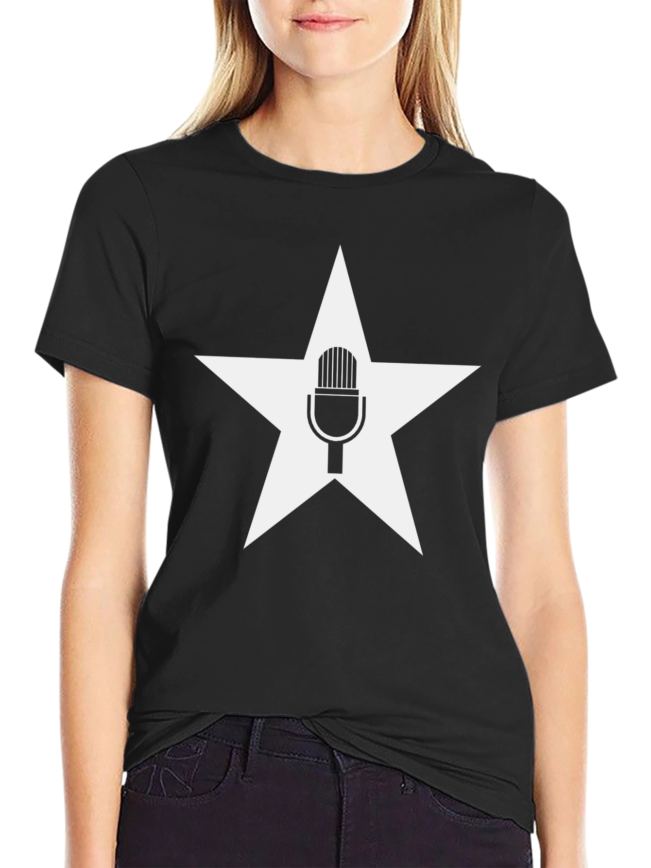 Star Microphone Black T-Shirt