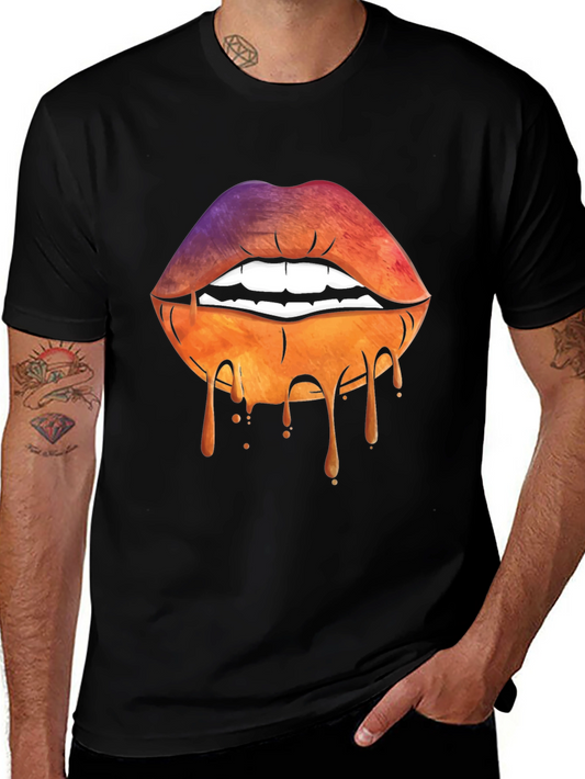 Dripping Lips Graphic Tee - Unique Art T-Shirt