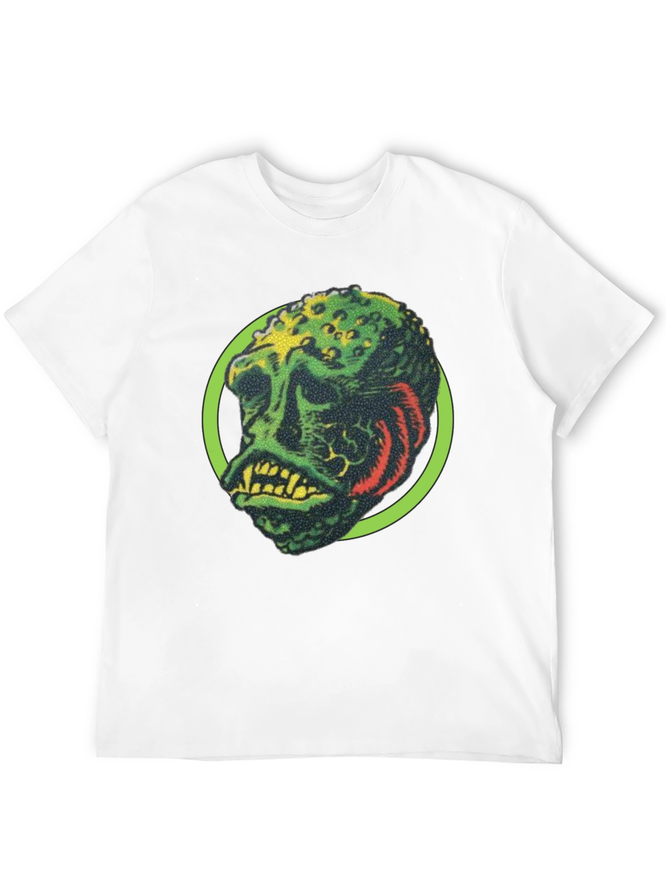 Retro Monster Graphic Tee - Black Crew Neck Shirt