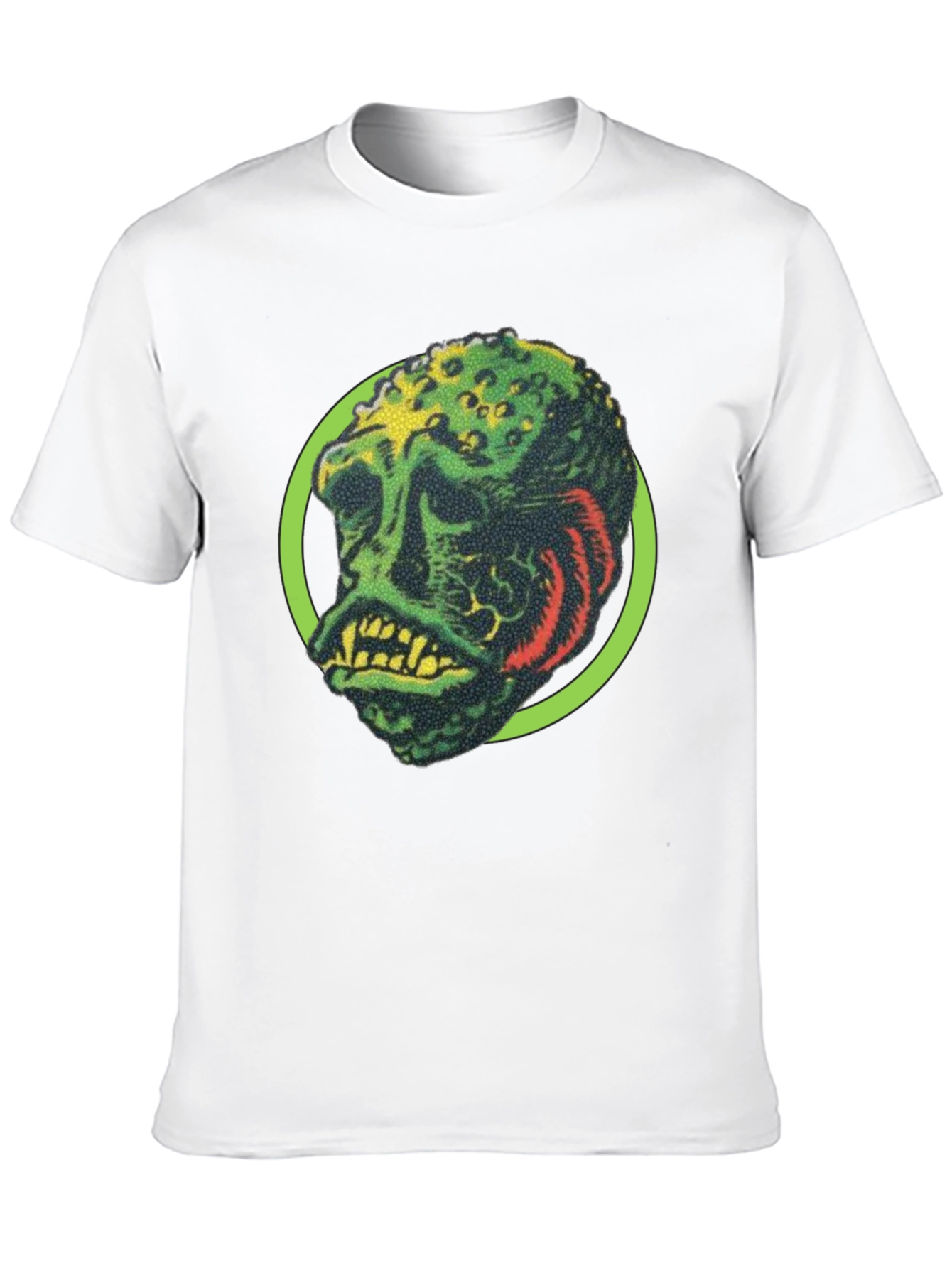 Retro Monster Graphic Tee - Black Crew Neck Shirt