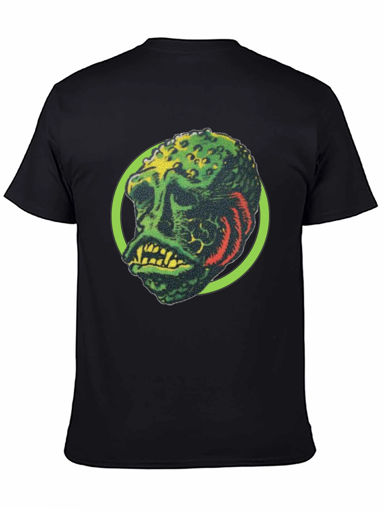 Retro Monster Graphic Tee - Black Crew Neck Shirt