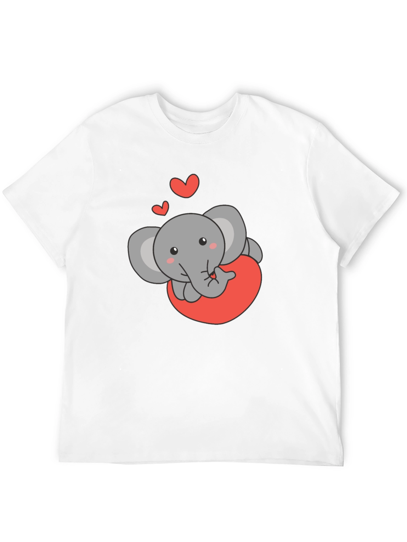Cute Elephant Love Heart Black T-Shirt