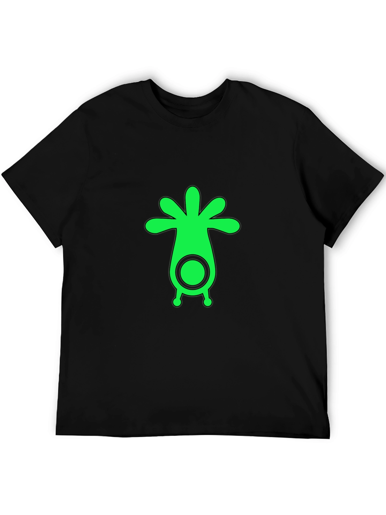 Mens Black T-Shirt with Green Alien Graphic