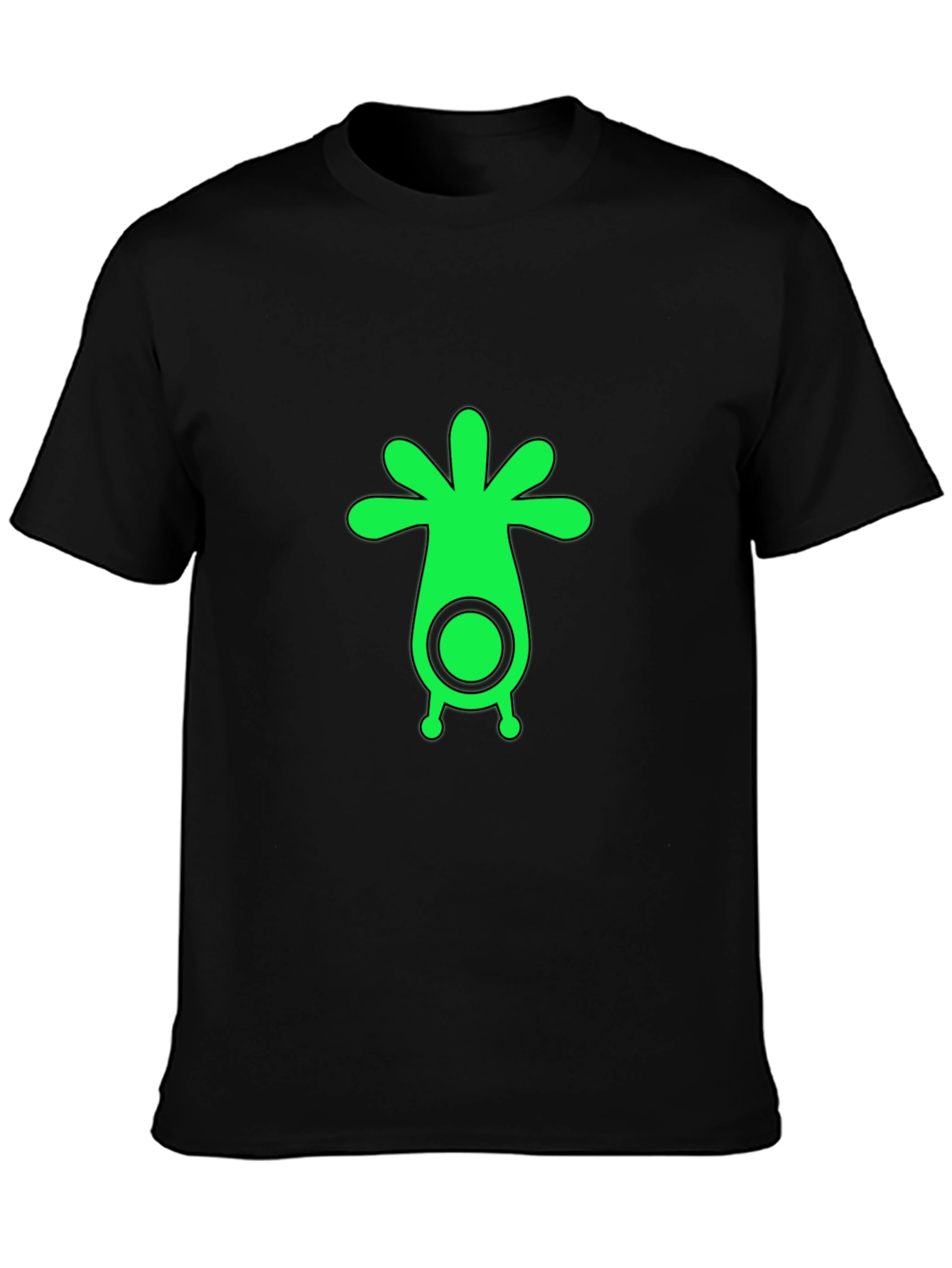Mens Black T-Shirt with Green Alien Graphic