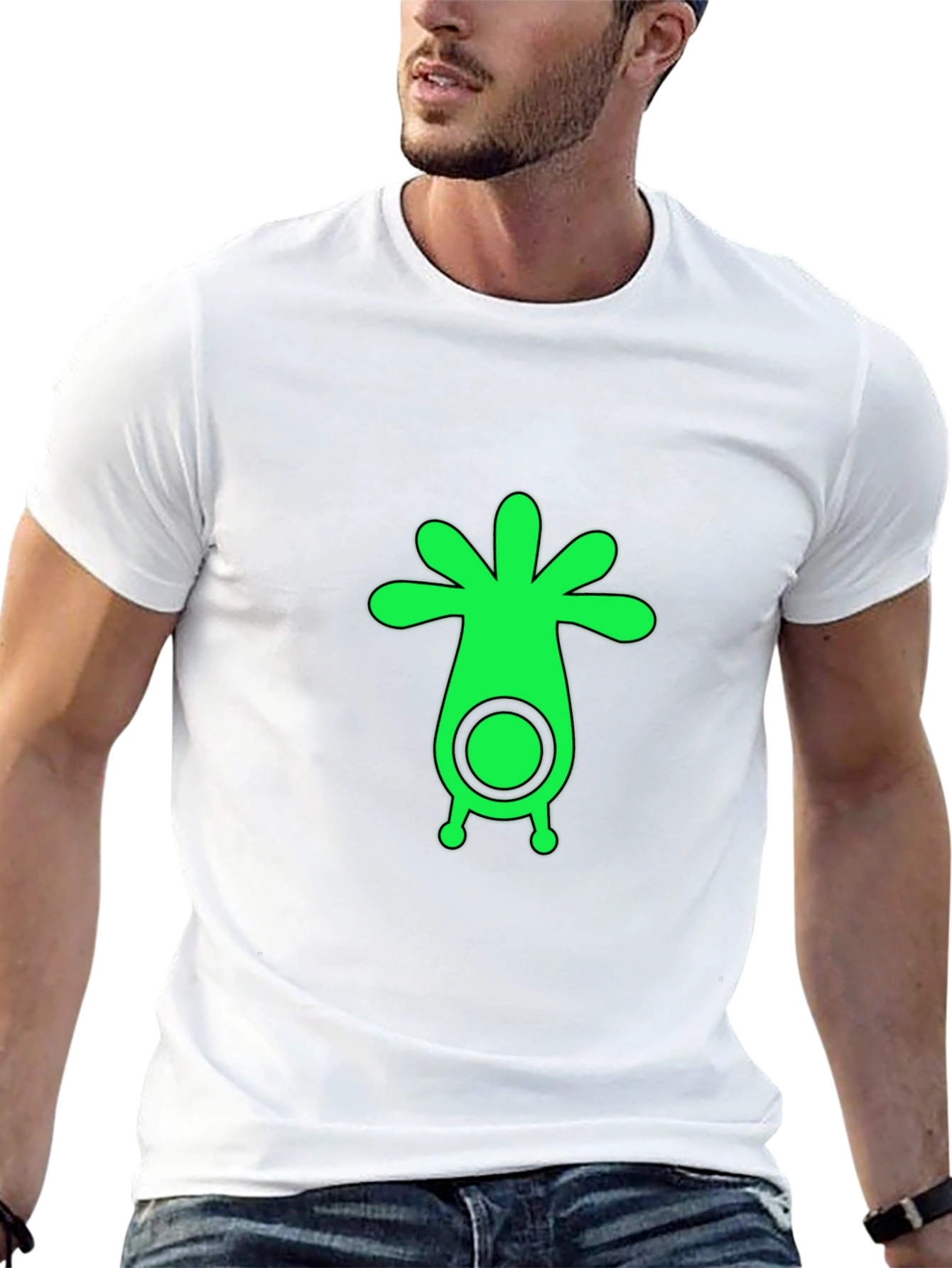 Mens Black T-Shirt with Green Alien Graphic