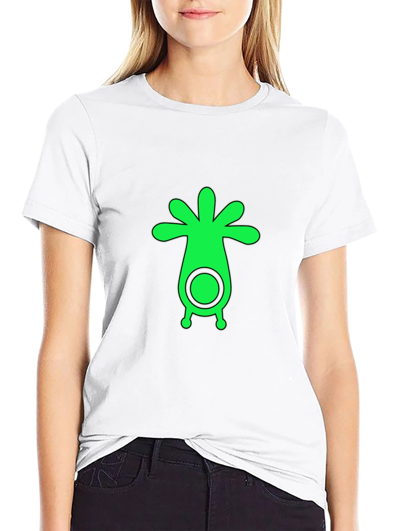Mens Black T-Shirt with Green Alien Graphic