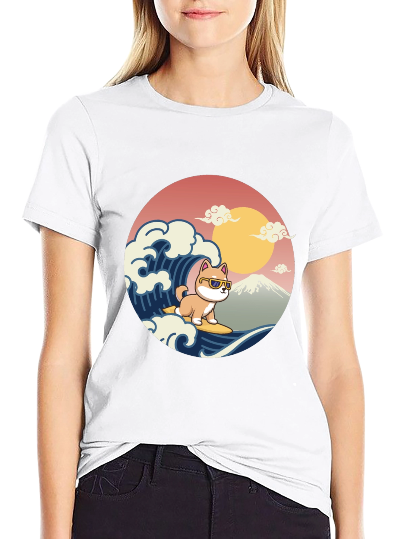 Surfing Shiba Inu T-Shirt - Cool Dog Wave Design