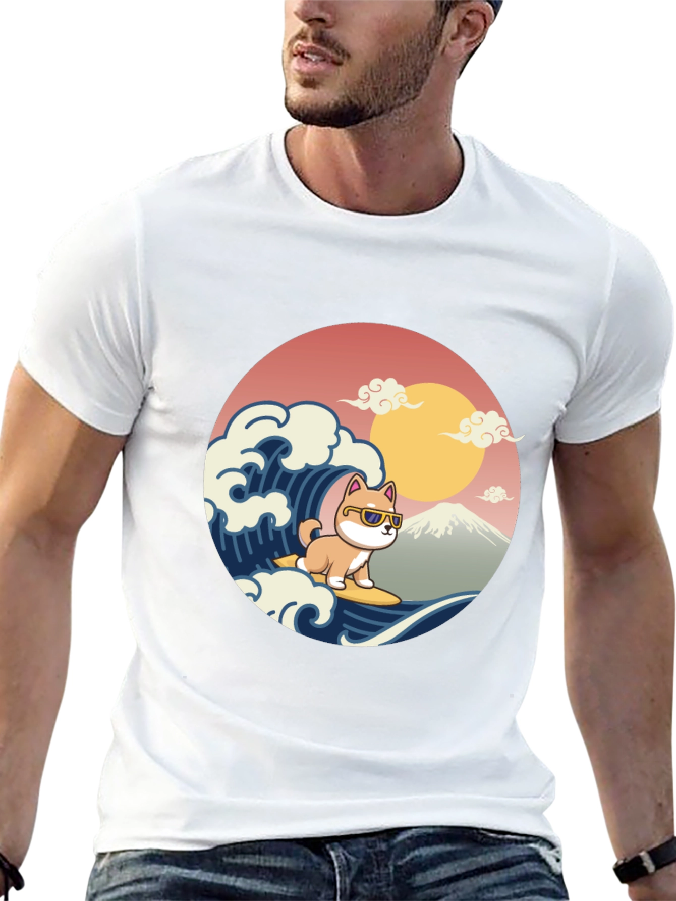 Surfing Shiba Inu T-Shirt - Cool Dog Wave Design
