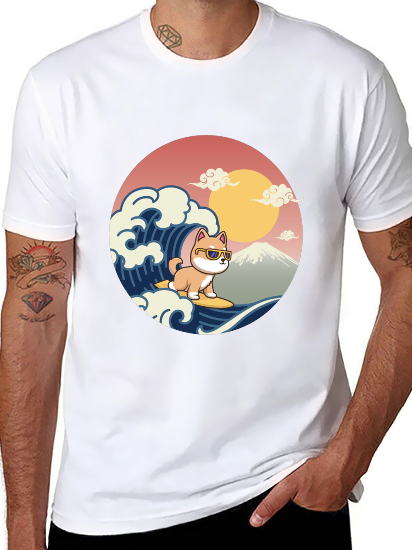 Surfing Shiba Inu T-Shirt - Cool Dog Wave Design