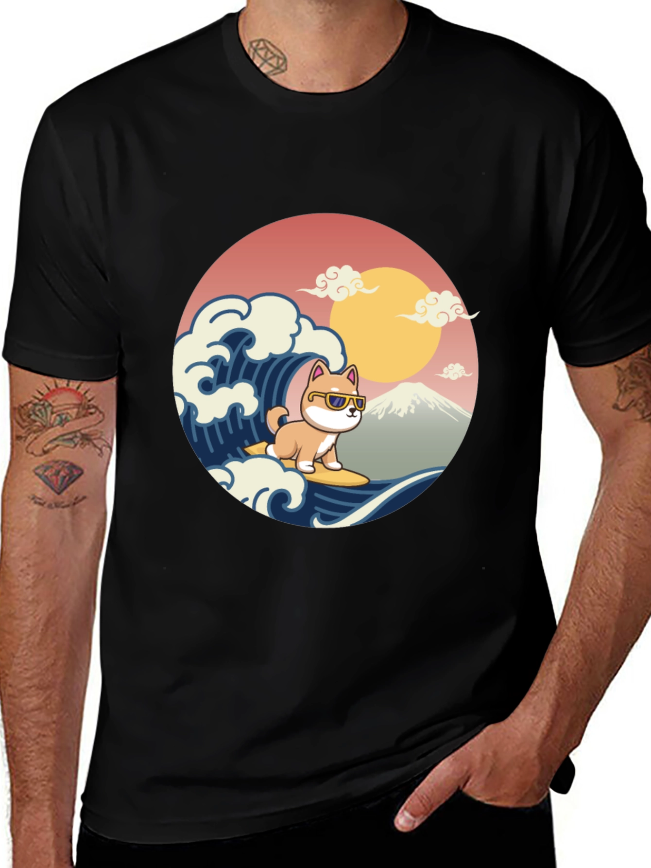 Surfing Shiba Inu T-Shirt - Cool Dog Wave Design