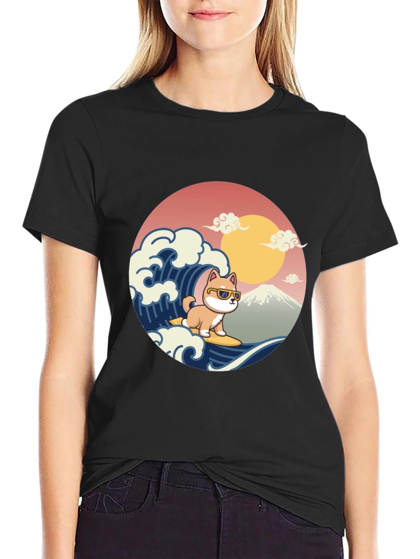 Surfing Shiba Inu T-Shirt - Cool Dog Wave Design