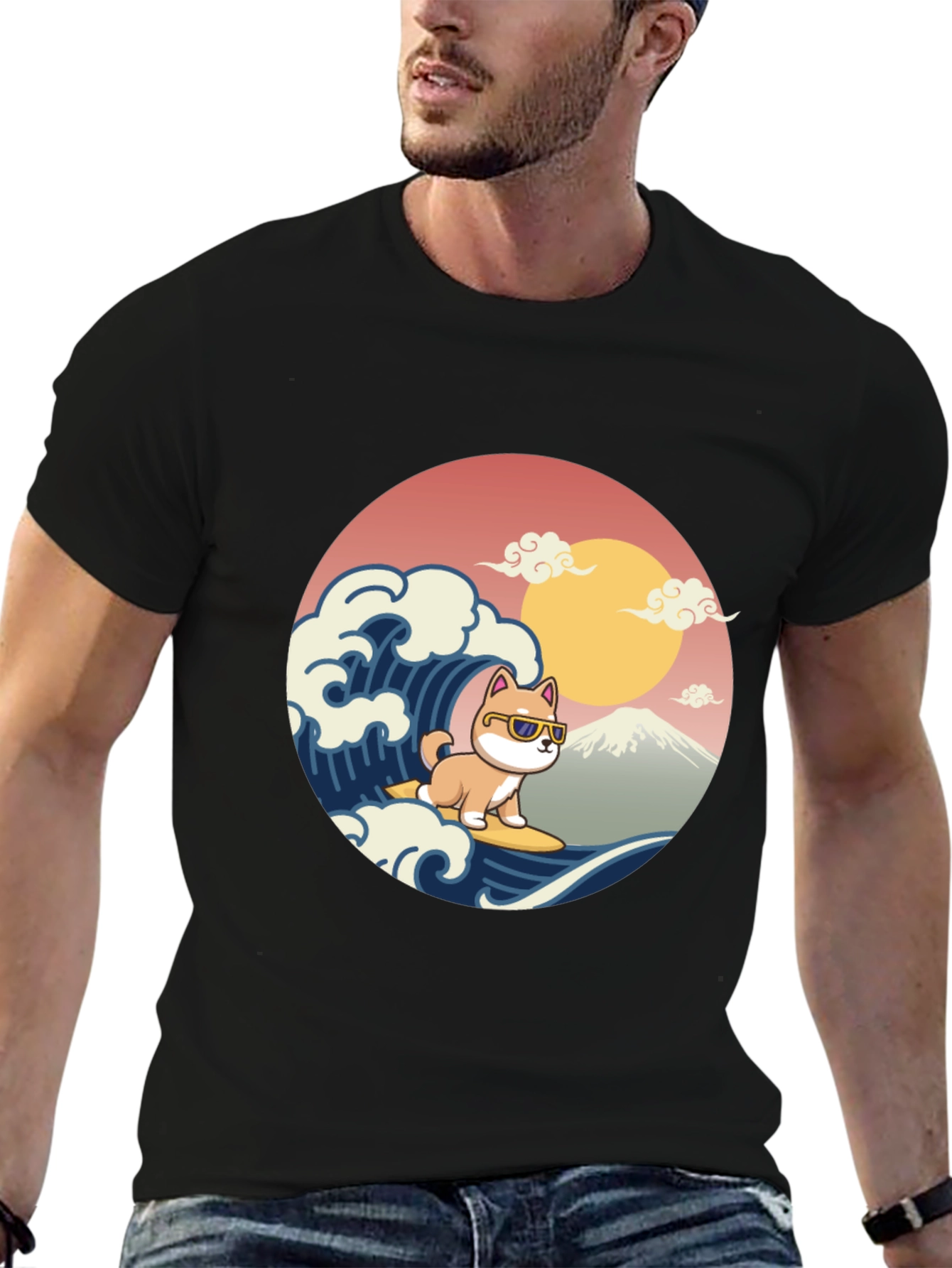 Surfing Shiba Inu T-Shirt - Cool Dog Wave Design