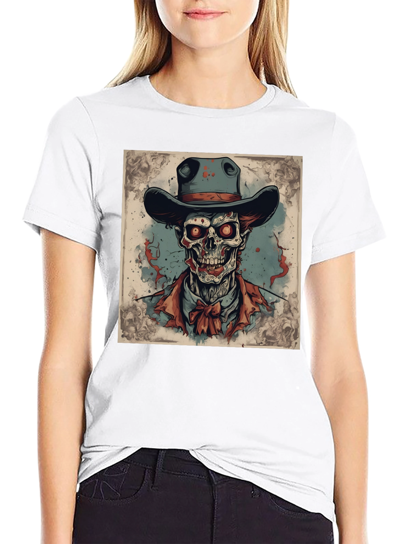 Skull Cowboy Graphic Tee - Western Style
