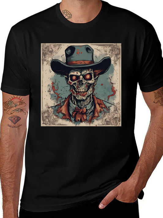 Skull Cowboy Graphic Tee - Western Style