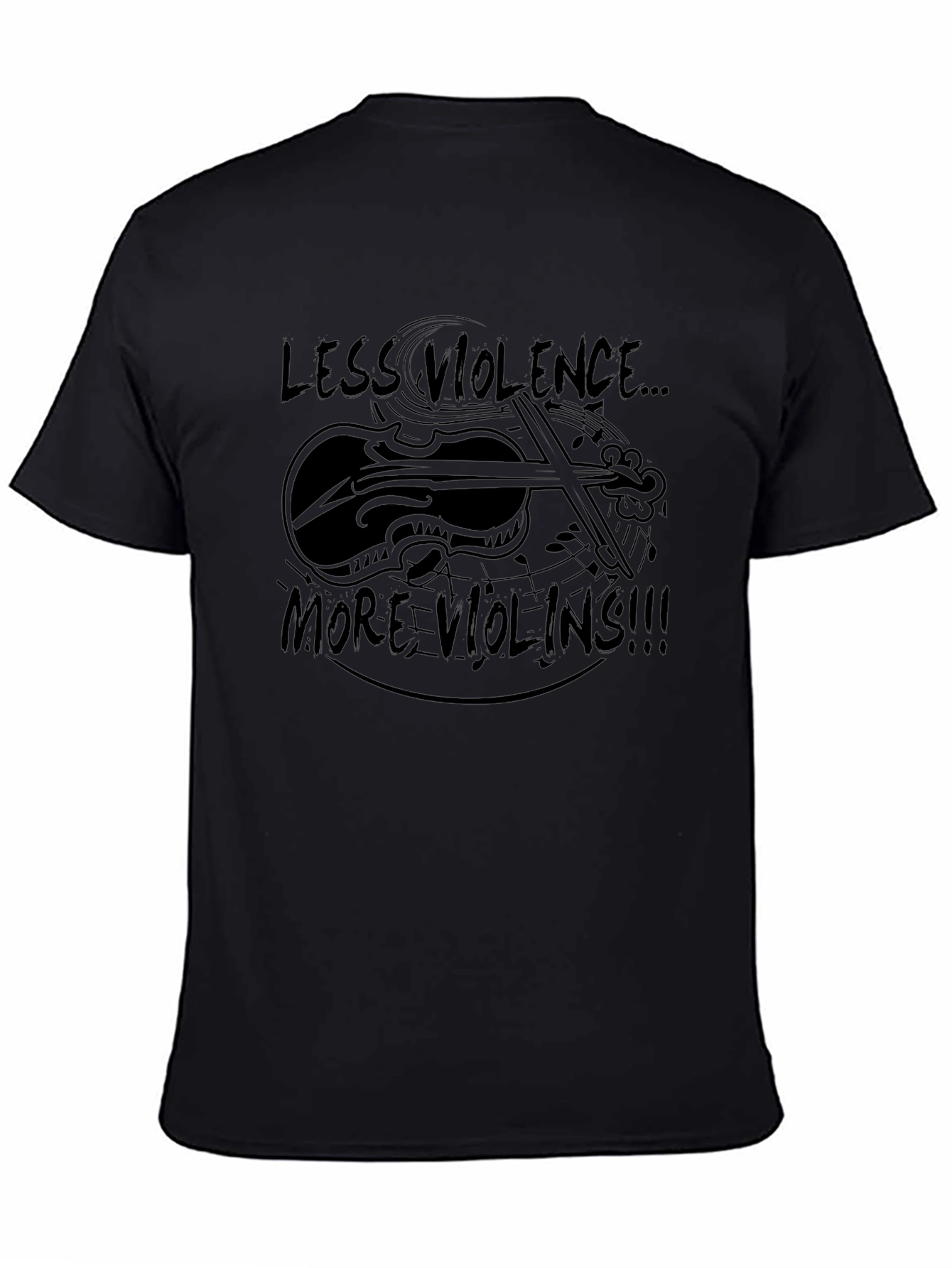 Less Violence More Violins Black Graphic Tee