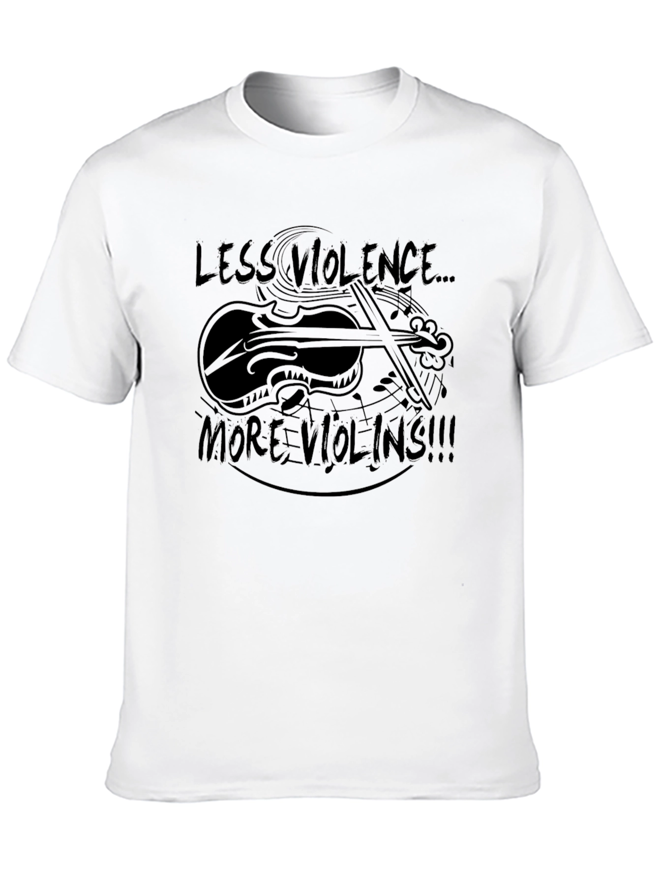 Less Violence More Violins Black Graphic Tee