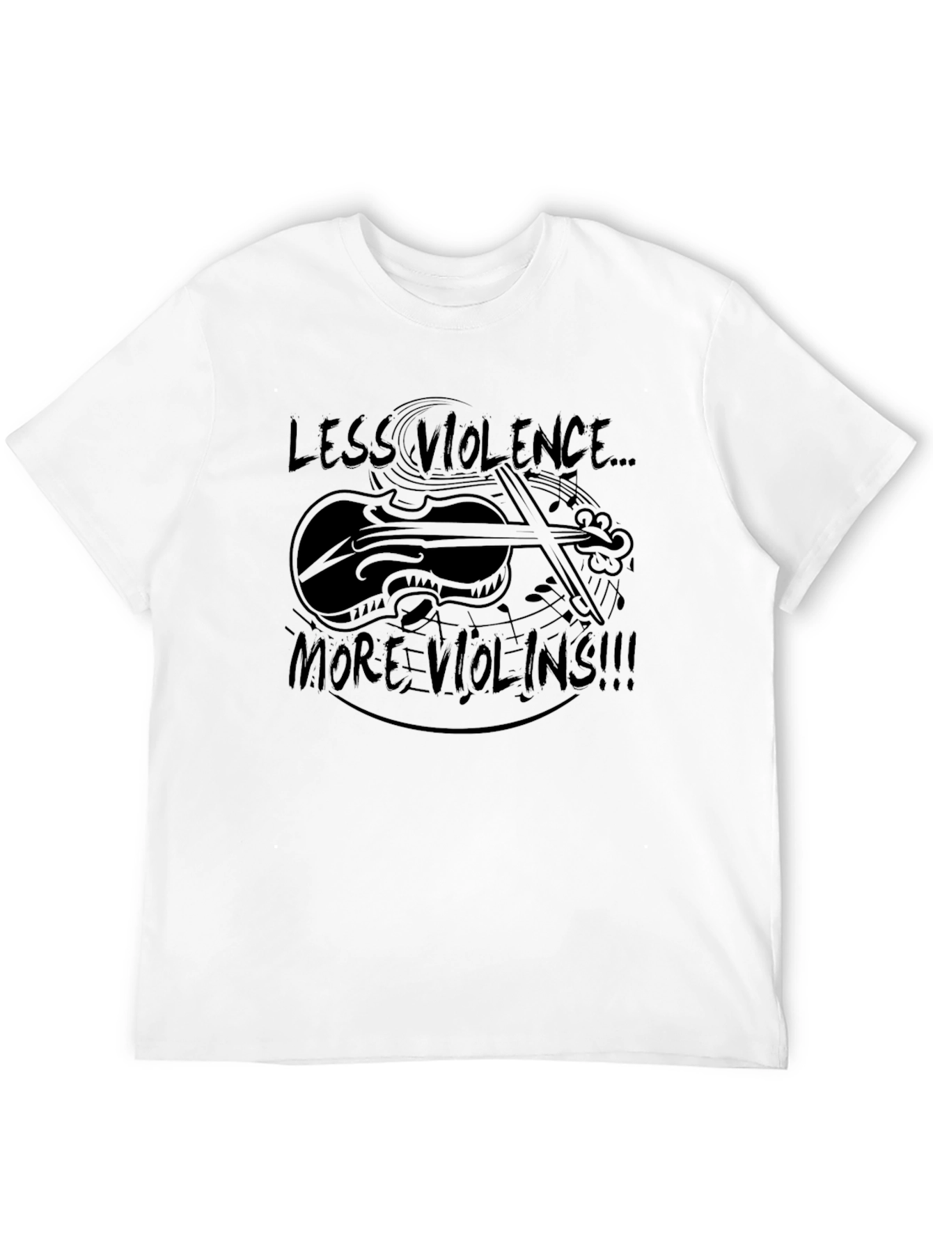 Less Violence More Violins Black Graphic Tee