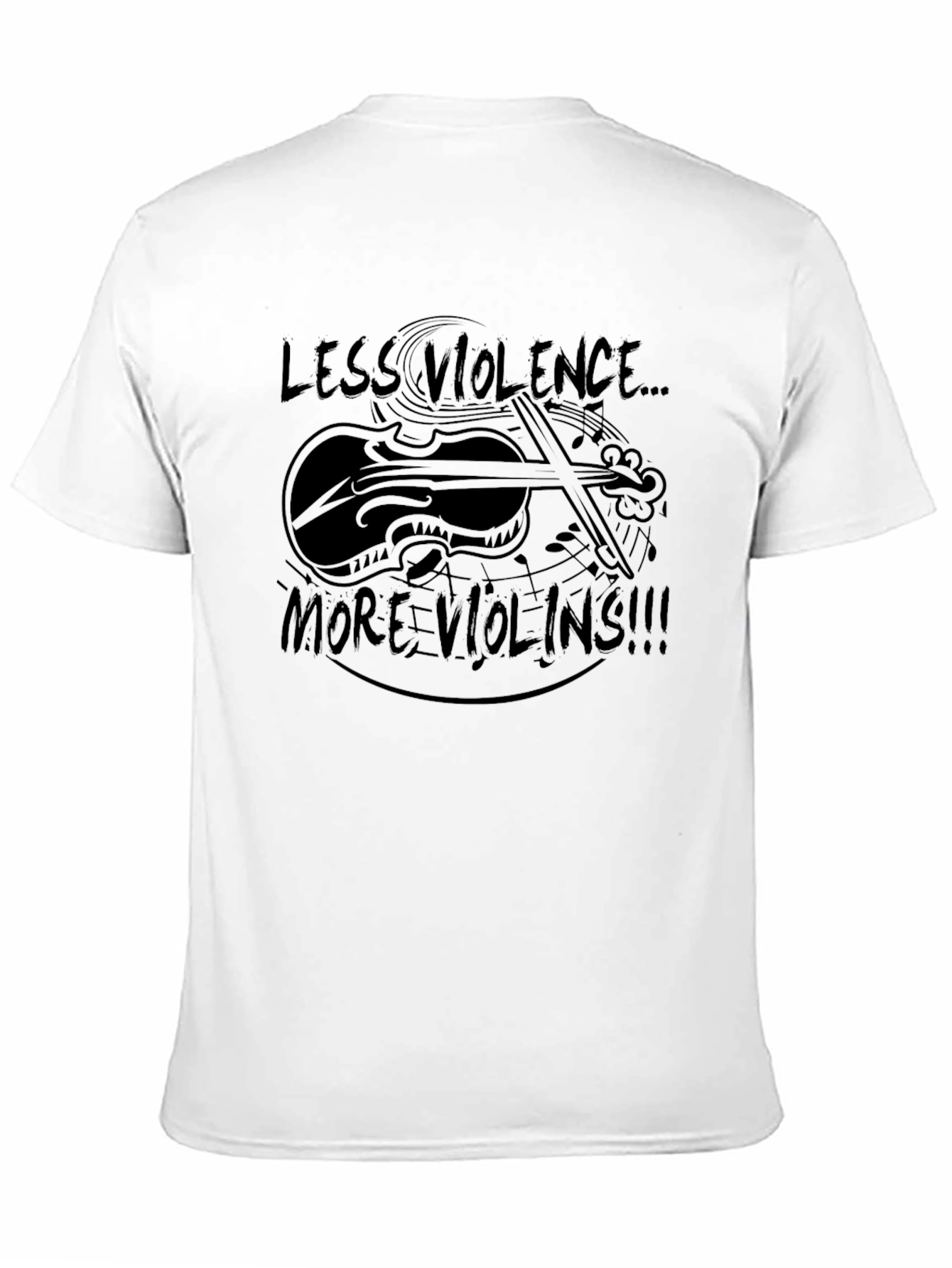 Less Violence More Violins Black Graphic Tee