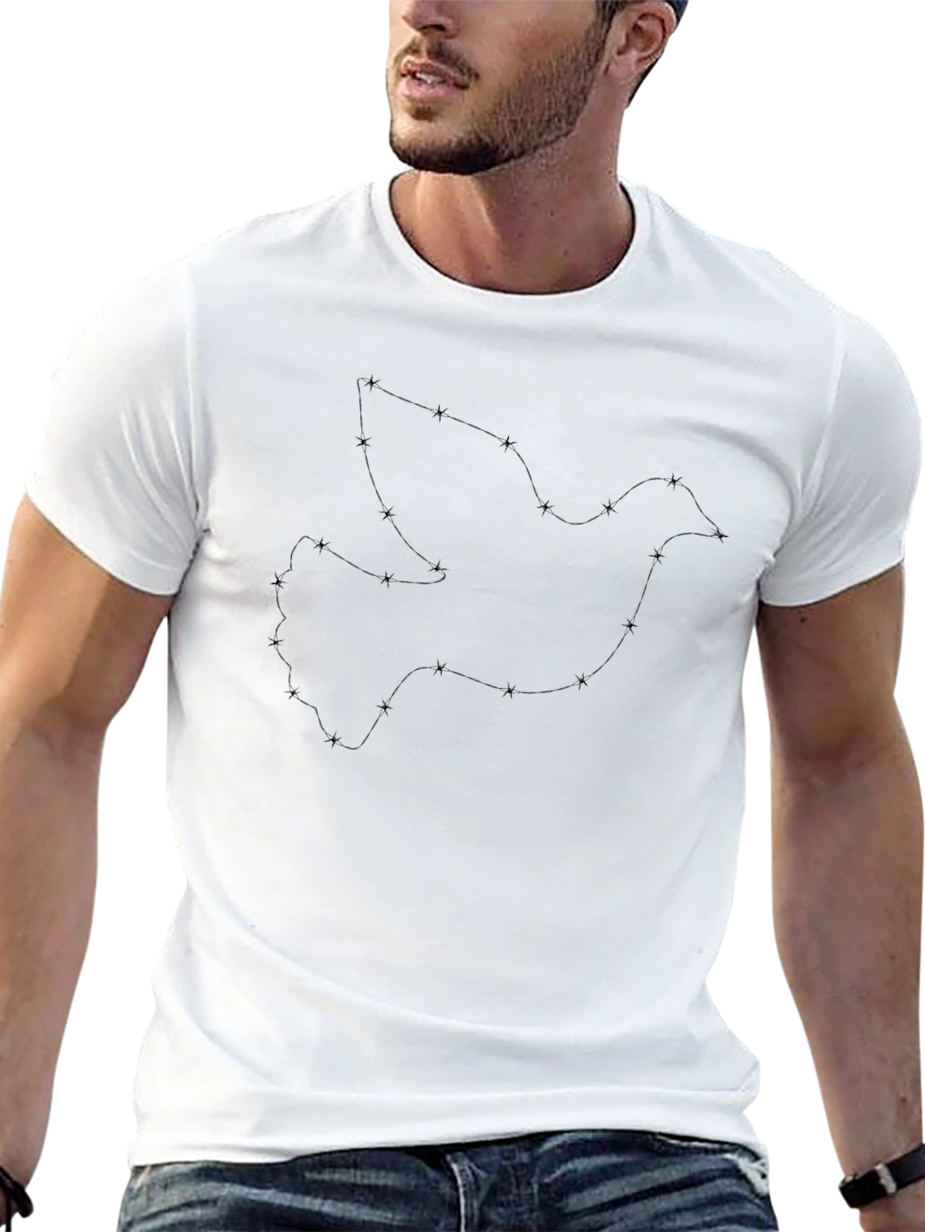 Dove Outline Graphic Tee - Soft Black Cotton