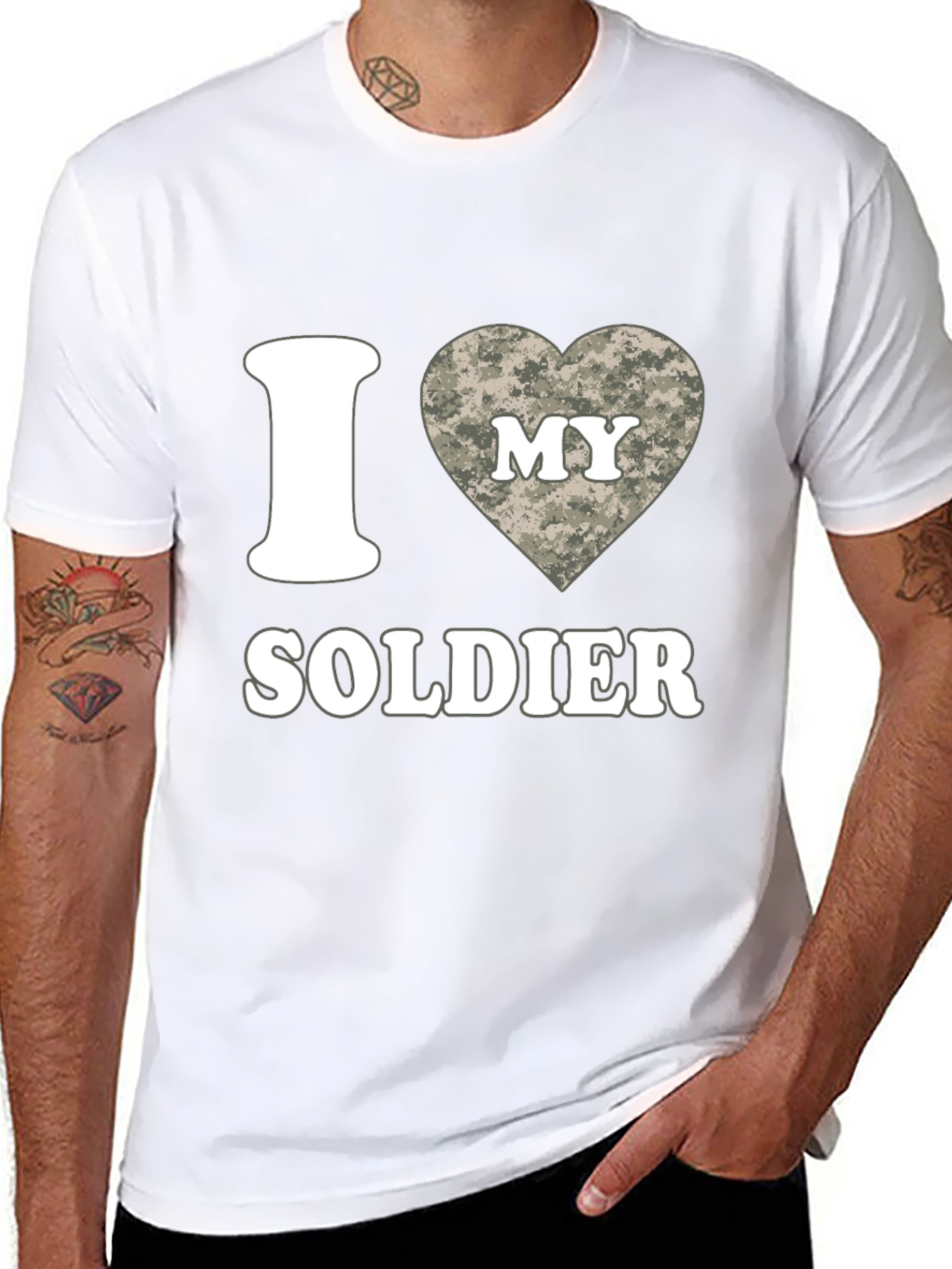 I Love My Soldier Black T-Shirt Military Pride