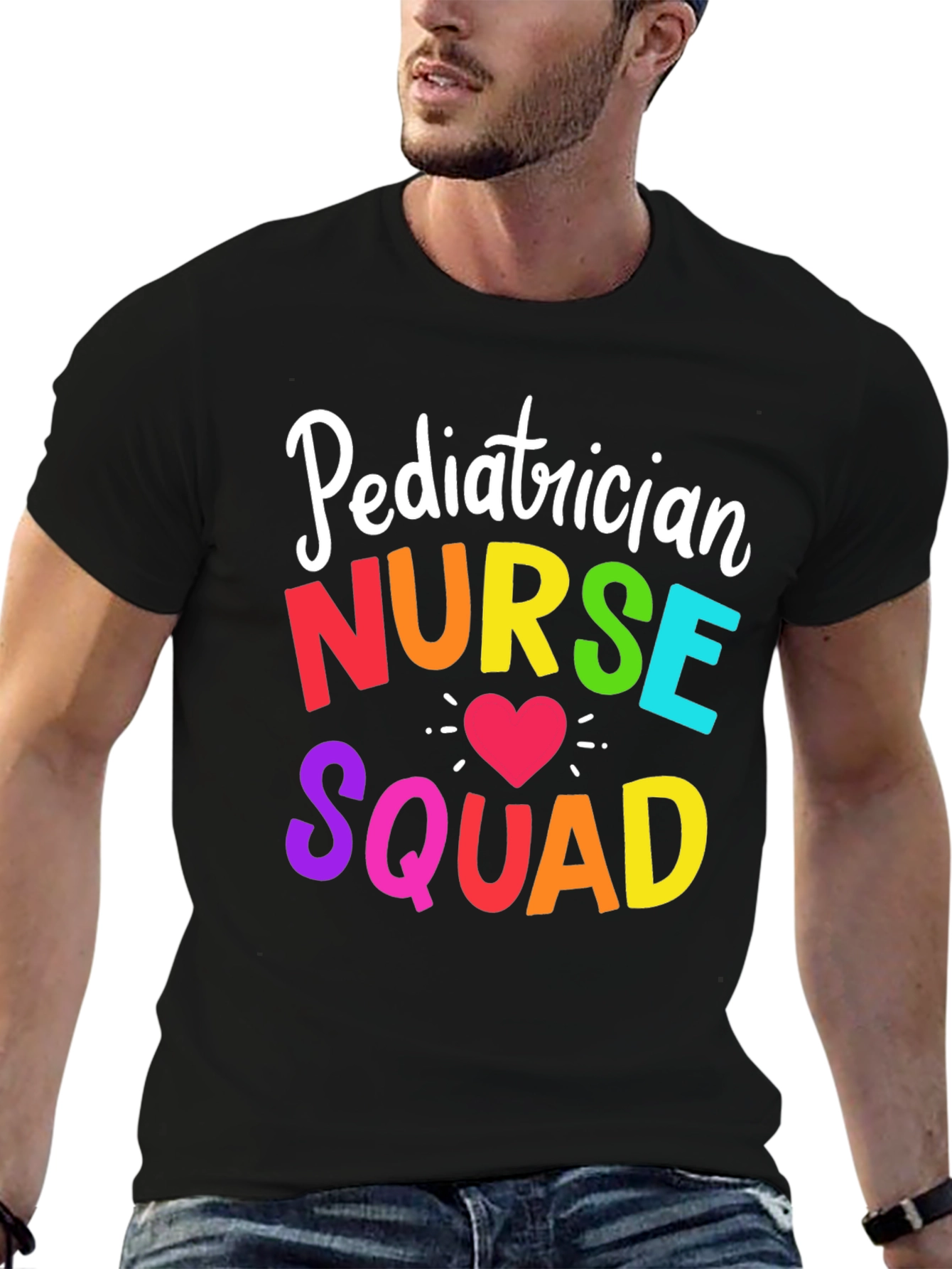 Pediatrician Nurse Squad Tee - Rainbow Lettering