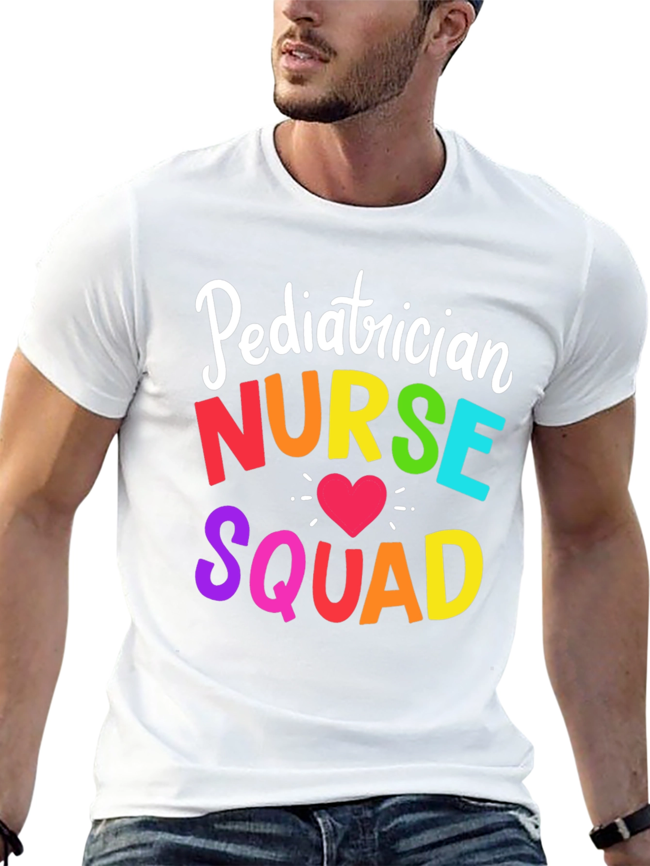 Pediatrician Nurse Squad Tee - Rainbow Lettering